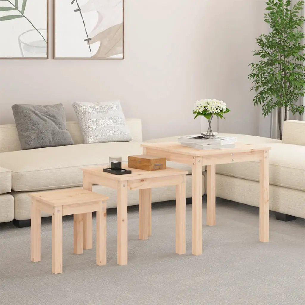 vidaXL vidaXL Nesting Tables 3 pcs Solid Wood Pine - Nest of Tables
