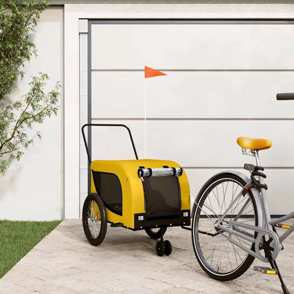 vidaXL Pet Bike Trailer Orange and Black Oxford Fabric and Iron - from vidaXL
