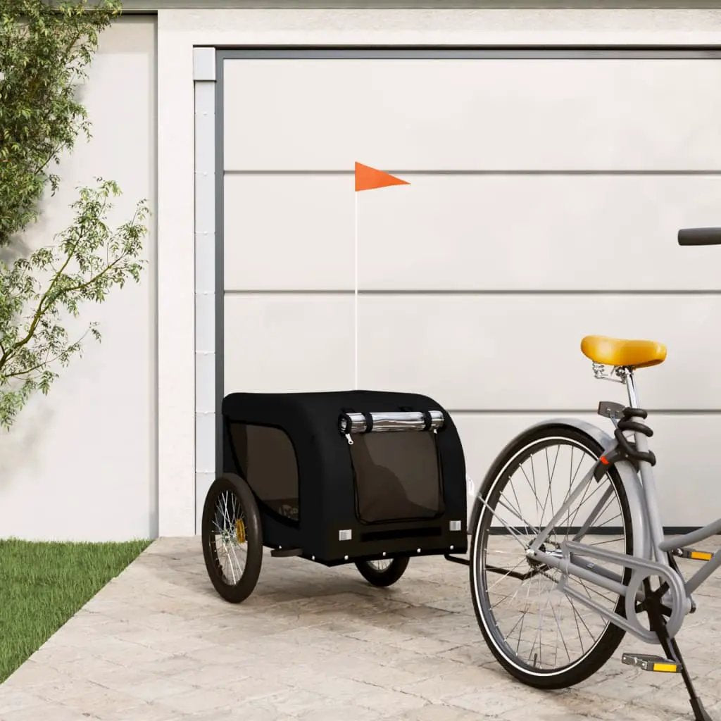 vidaXL Pet Bike Trailer Orange and Black Oxford Fabric and Iron - from vidaXL