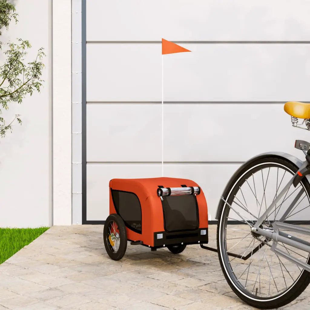 vidaXL Pet Bike Trailer Orange and Black Oxford Fabric and Iron - from vidaXL