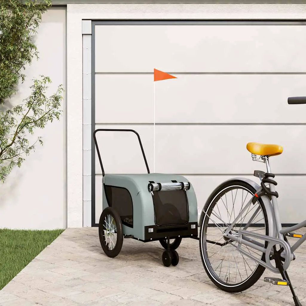 vidaXL Pet Bike Trailer Orange and Black Oxford Fabric and Iron - from vidaXL