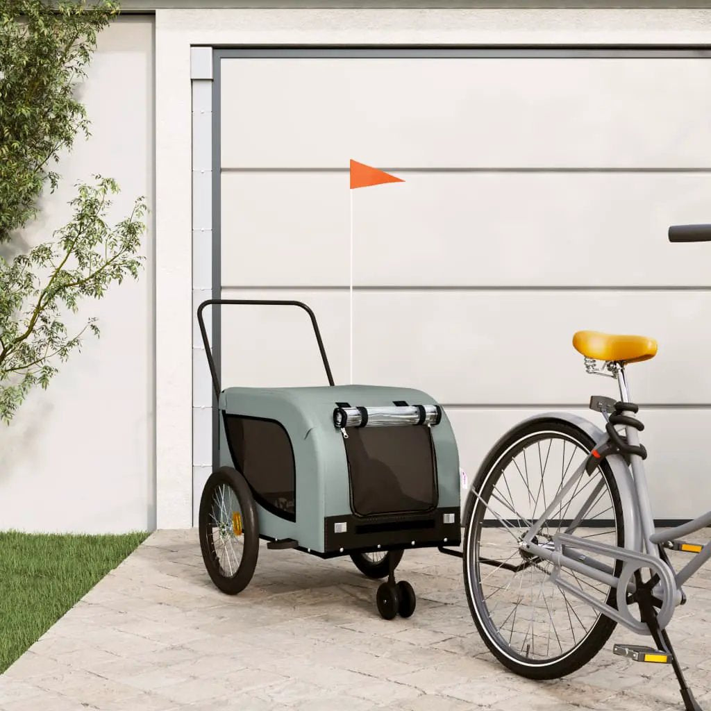 vidaXL Pet Bike Trailer Orange and Black Oxford Fabric and Iron - from vidaXL