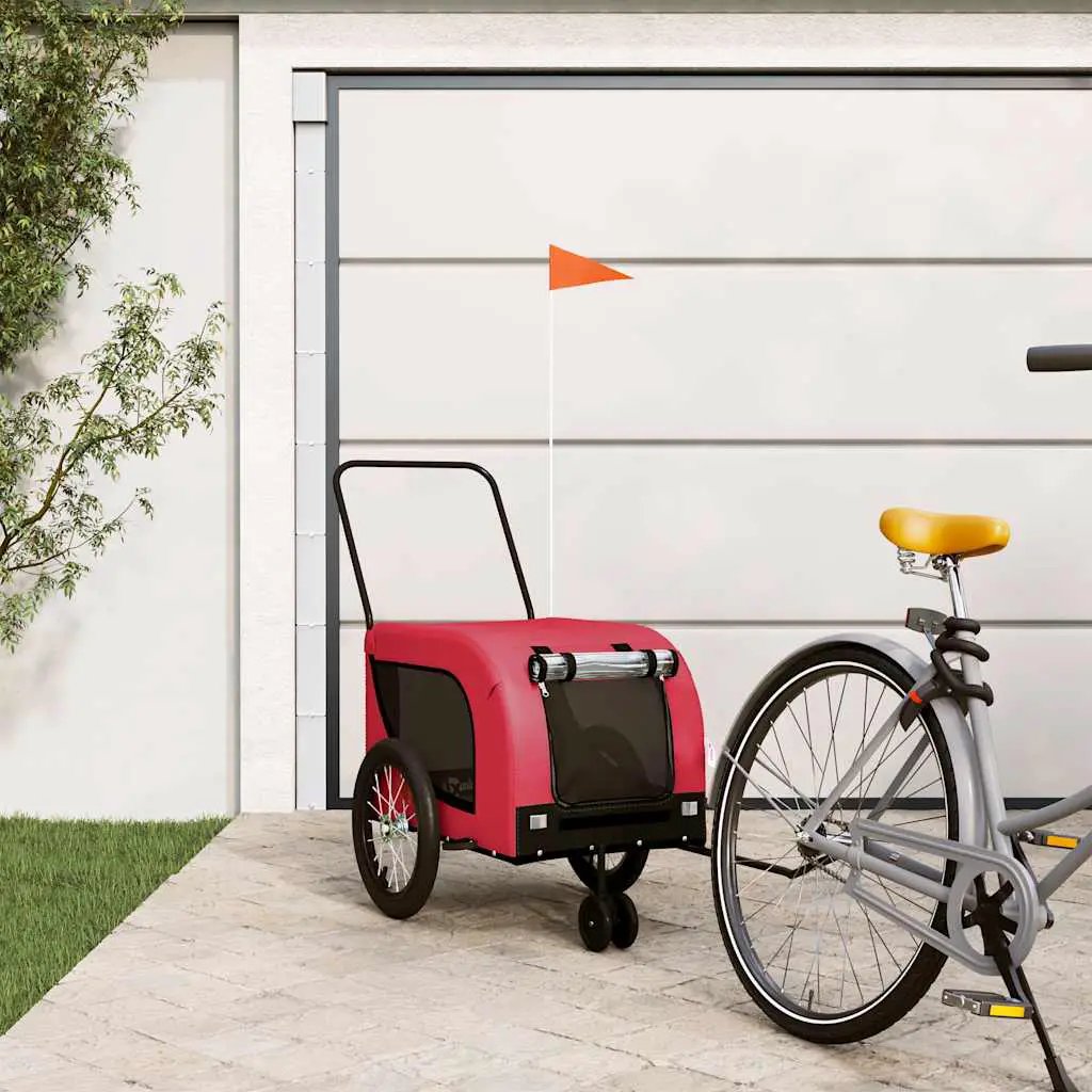 vidaXL Pet Bike Trailer Orange and Black Oxford Fabric and Iron - from vidaXL