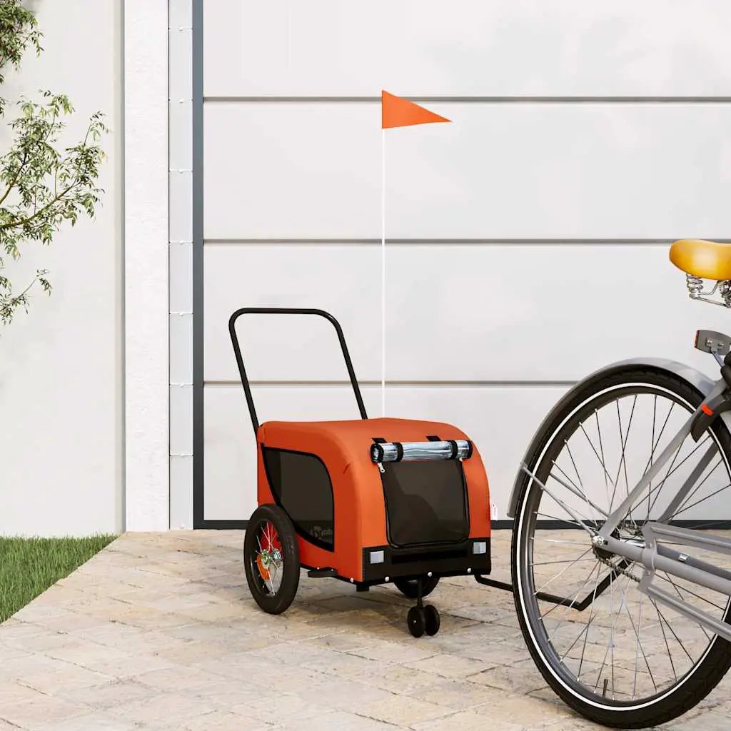 vidaXL Pet Bike Trailer Orange and Black Oxford Fabric and Iron - from vidaXL