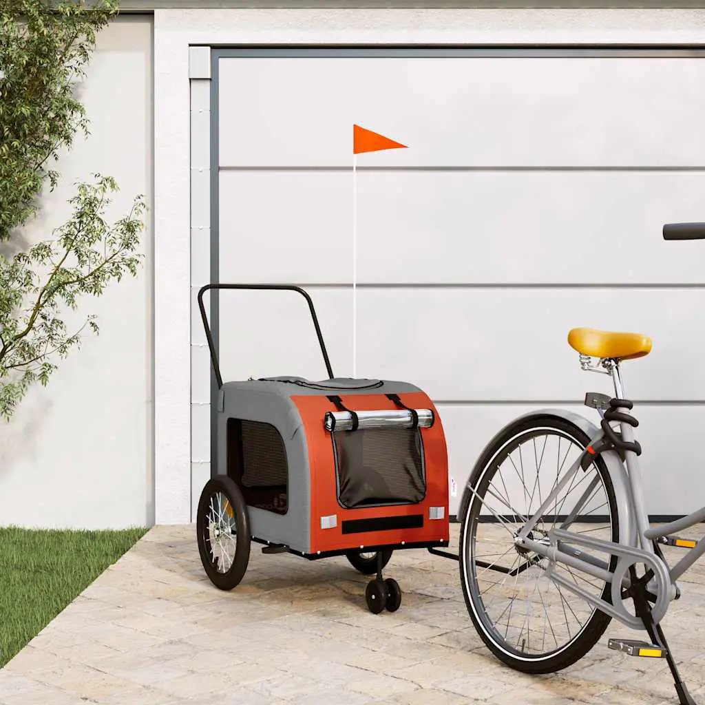 vidaXL Pet Bike Trailer Red and Grey Oxford Fabric and Iron - from vidaXL