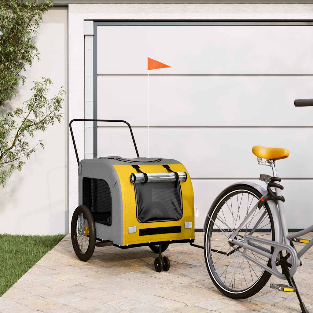 vidaXL Pet Bike Trailer Red and Grey Oxford Fabric and Iron - from vidaXL
