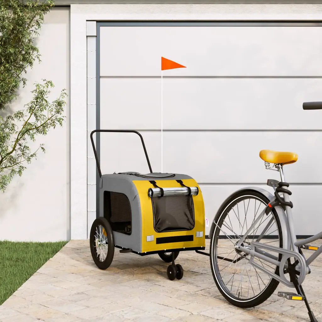 vidaXL Pet Bike Trailer Red and Grey Oxford Fabric and Iron - from vidaXL