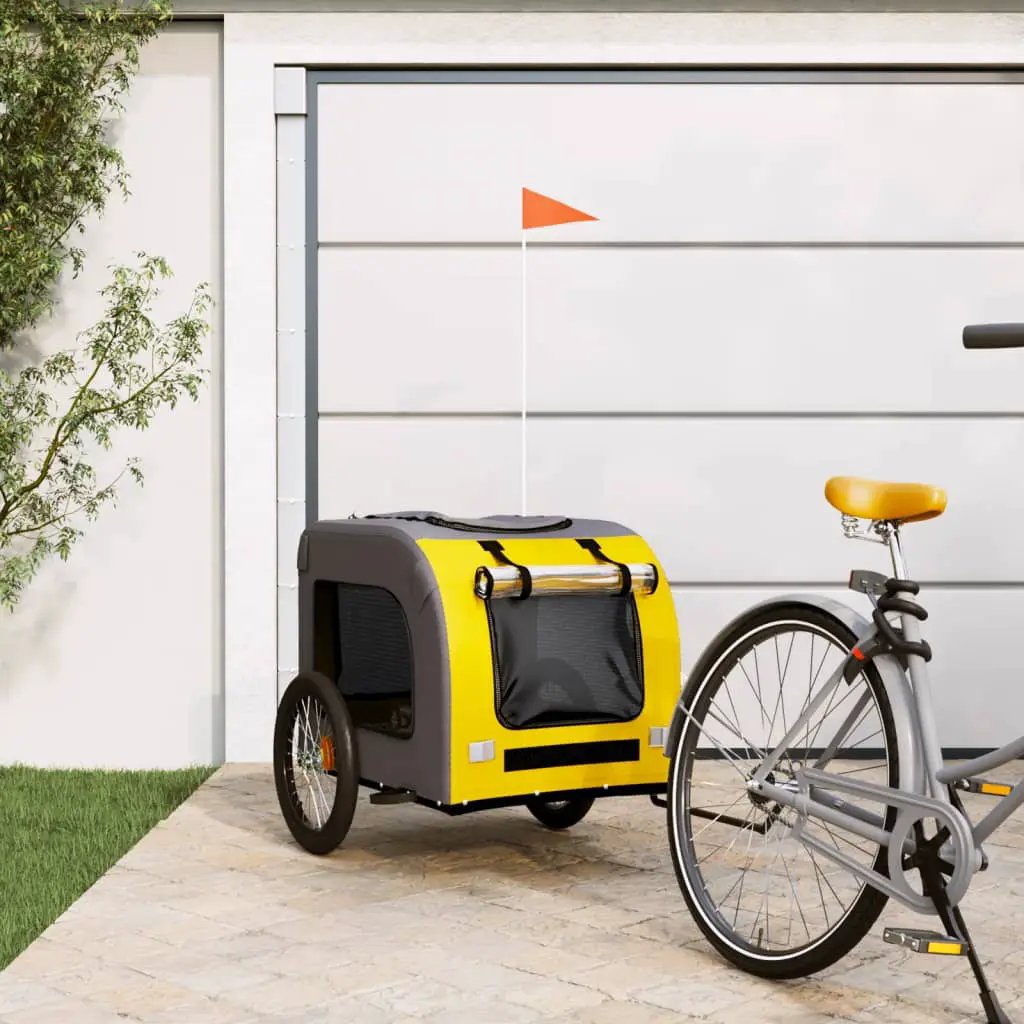 vidaXL Pet Bike Trailer Red and Grey Oxford Fabric and Iron - from vidaXL