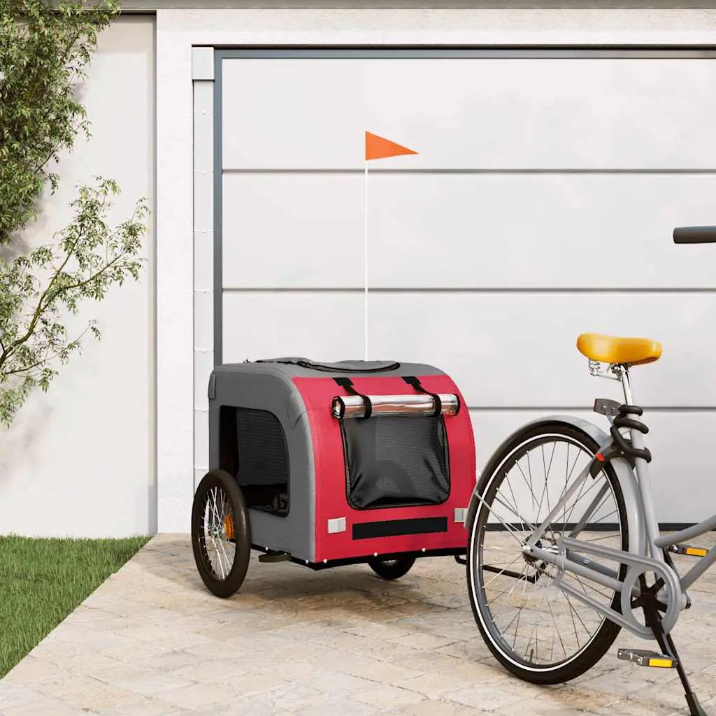 vidaXL Pet Bike Trailer Red and Grey Oxford Fabric and Iron - from vidaXL