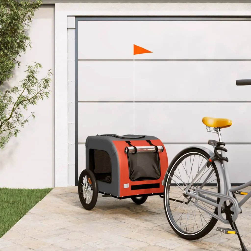 vidaXL Pet Bike Trailer Red and Grey Oxford Fabric and Iron - from vidaXL
