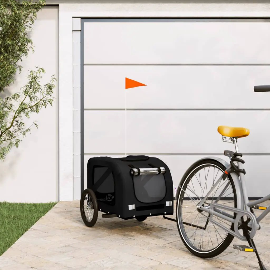 vidaXL Pet Bike Trailer Orange and Grey Oxford Fabric and Iron - from vidaXL