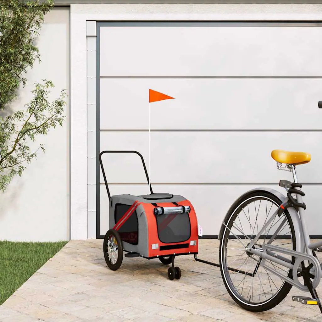 vidaXL Pet Bike Trailer Orange and Grey Oxford Fabric and Iron - from vidaXL