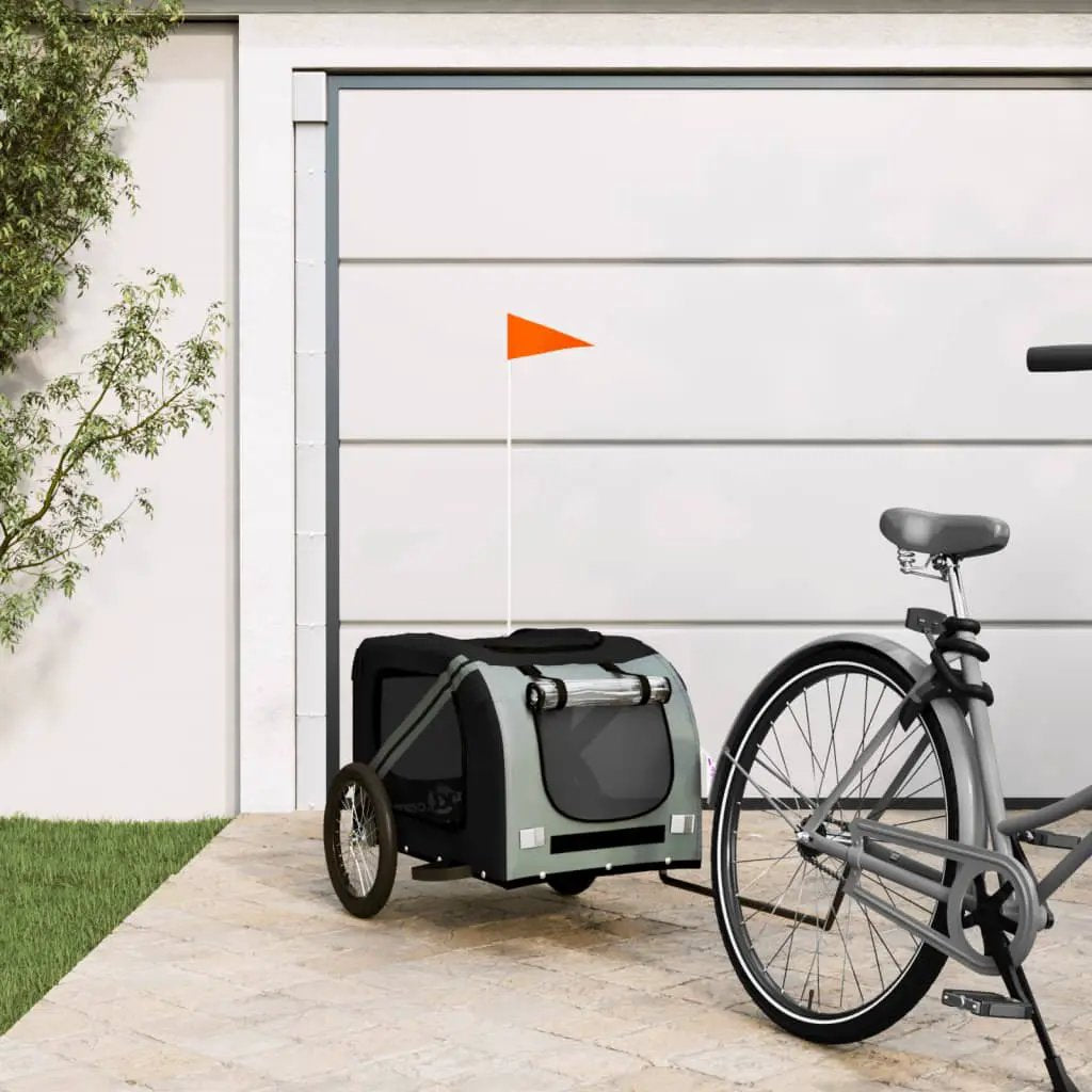 vidaXL Pet Bike Trailer Orange and Grey Oxford Fabric and Iron - from vidaXL