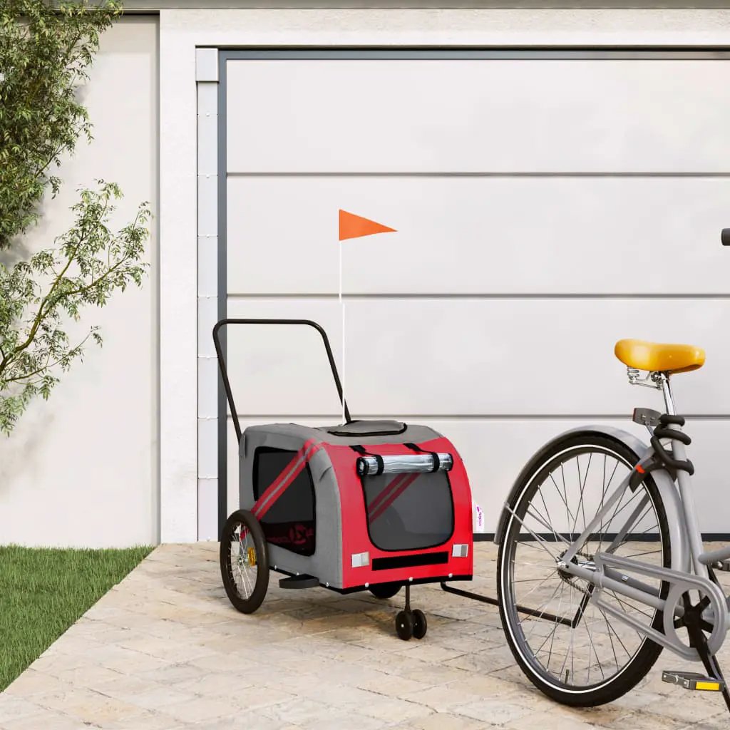 vidaXL Pet Bike Trailer Orange and Grey Oxford Fabric and Iron - from vidaXL