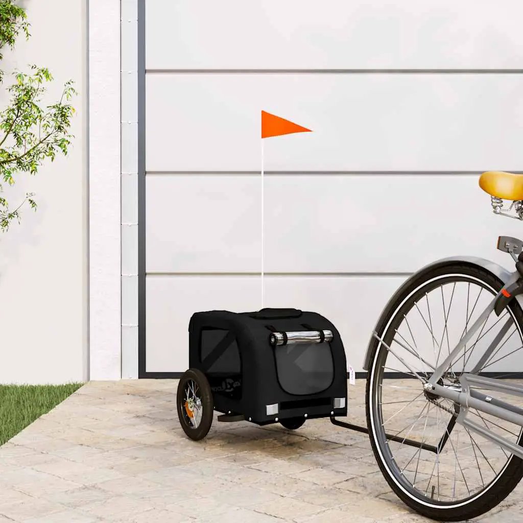 vidaXL Pet Bike Trailer Orange and Grey Oxford Fabric and Iron - from vidaXL