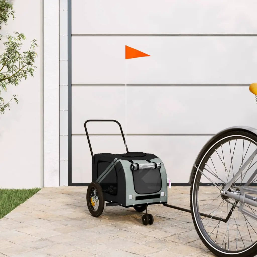 vidaXL Pet Bike Trailer Orange and Grey Oxford Fabric and Iron - from vidaXL