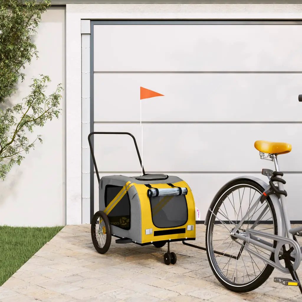 vidaXL Pet Bike Trailer Orange and Grey Oxford Fabric and Iron - from vidaXL