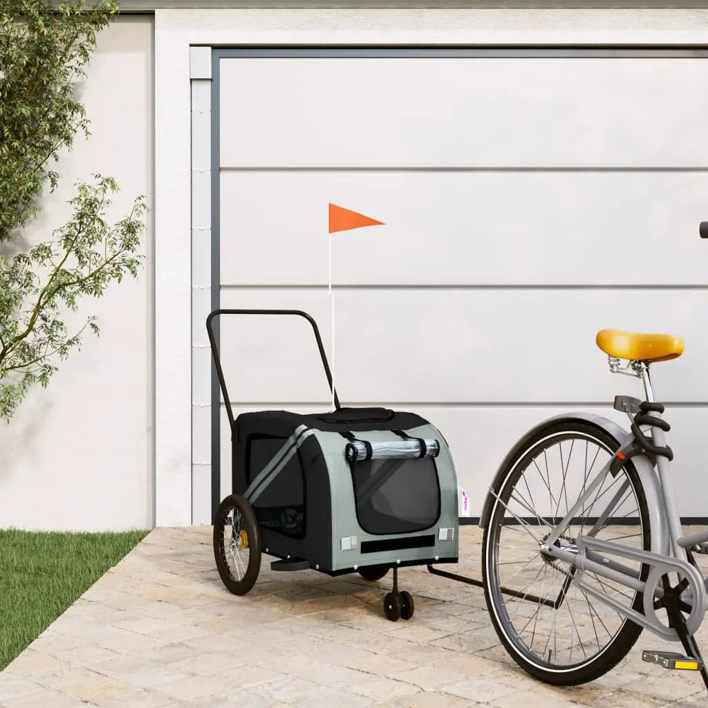 vidaXL Pet Bike Trailer Orange and Grey Oxford Fabric and Iron - from vidaXL
