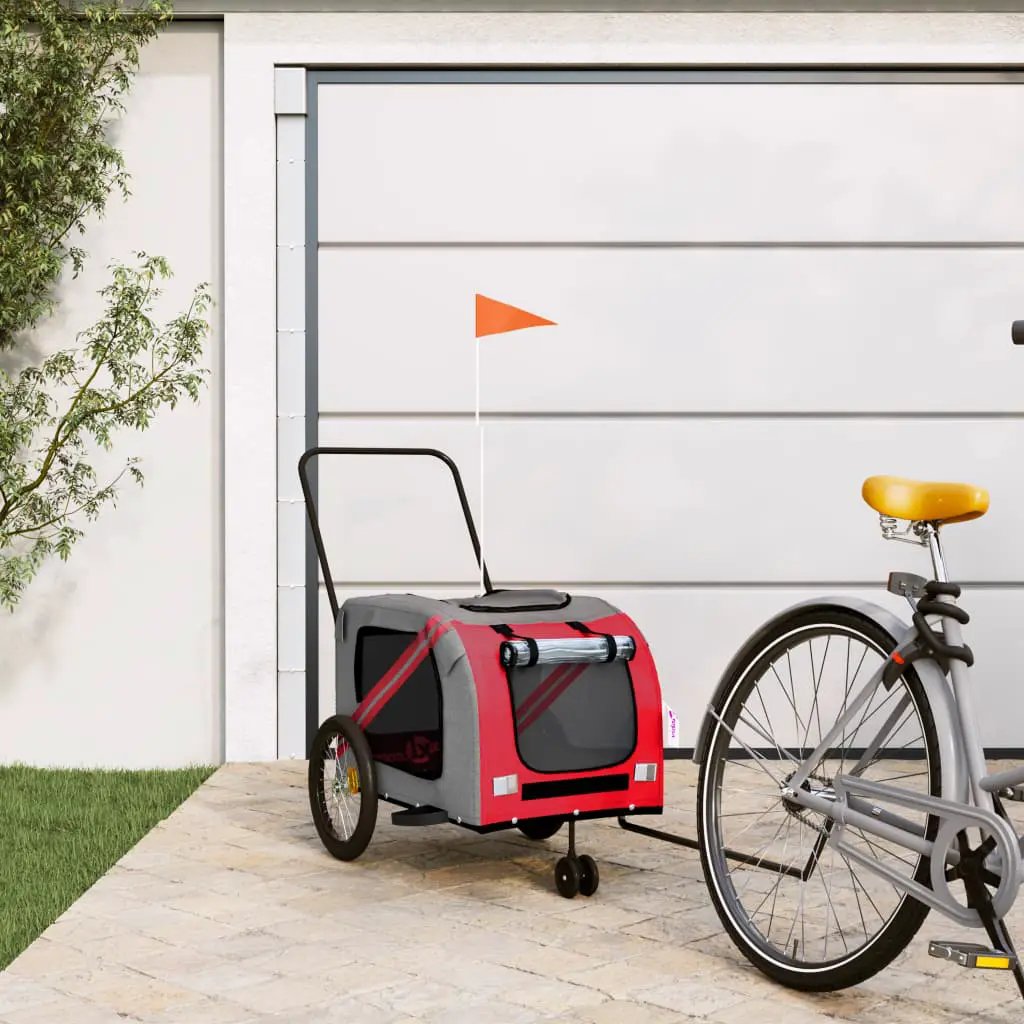 vidaXL Pet Bike Trailer Orange and Grey Oxford Fabric and Iron - from vidaXL