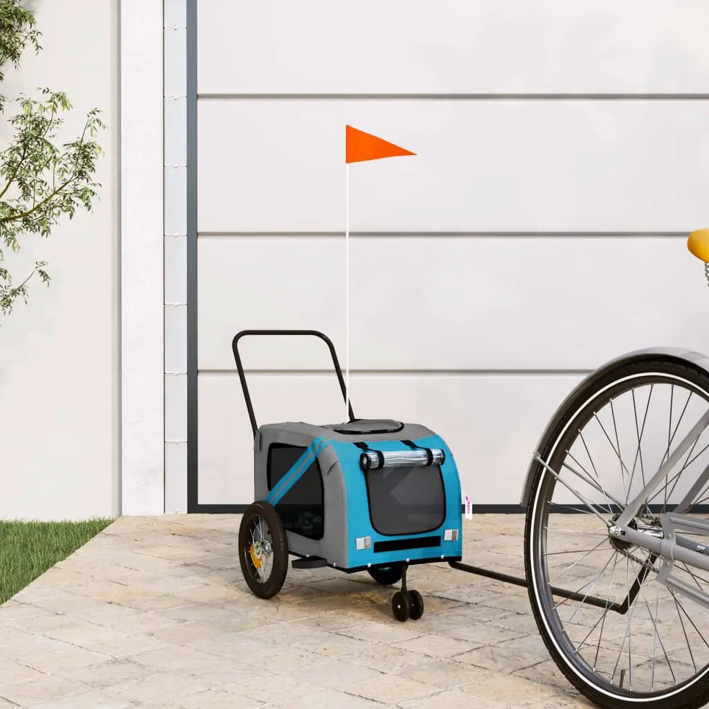 vidaXL Pet Bike Trailer Orange and Grey Oxford Fabric and Iron - from vidaXL