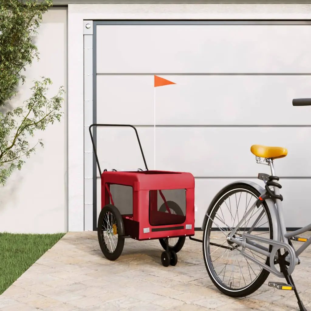 vidaXL Pet Bike Trailer Orange and Black Oxford Fabric&Iron - from vidaXL