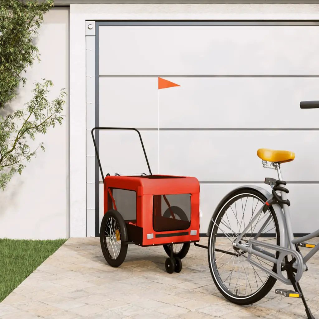 vidaXL Pet Bike Trailer Orange and Black Oxford Fabric&Iron - from vidaXL