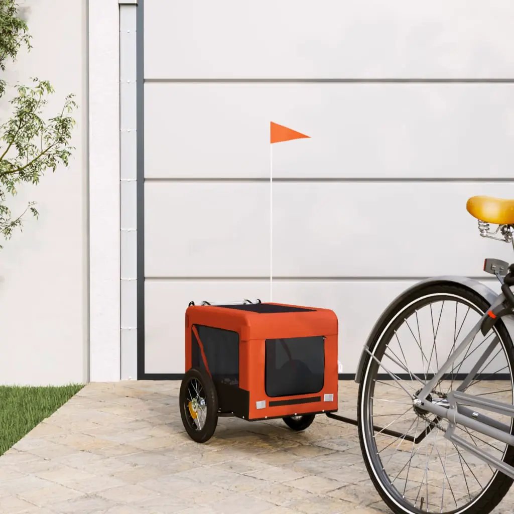vidaXL Pet Bike Trailer Orange and Black Oxford Fabric&Iron - from vidaXL