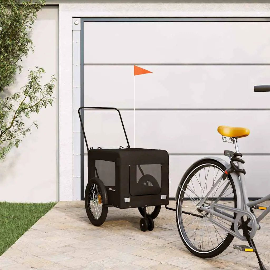 vidaXL Pet Bike Trailer Orange and Black Oxford Fabric&Iron - from vidaXL