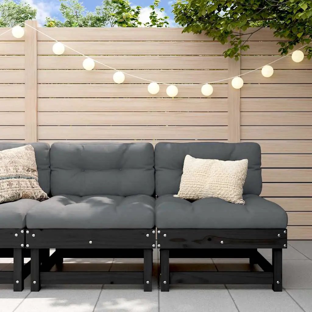 vidaXL vidaXL Corner Sofa with Cushions Black Solid Wood Pine - Garden Sofa Sets