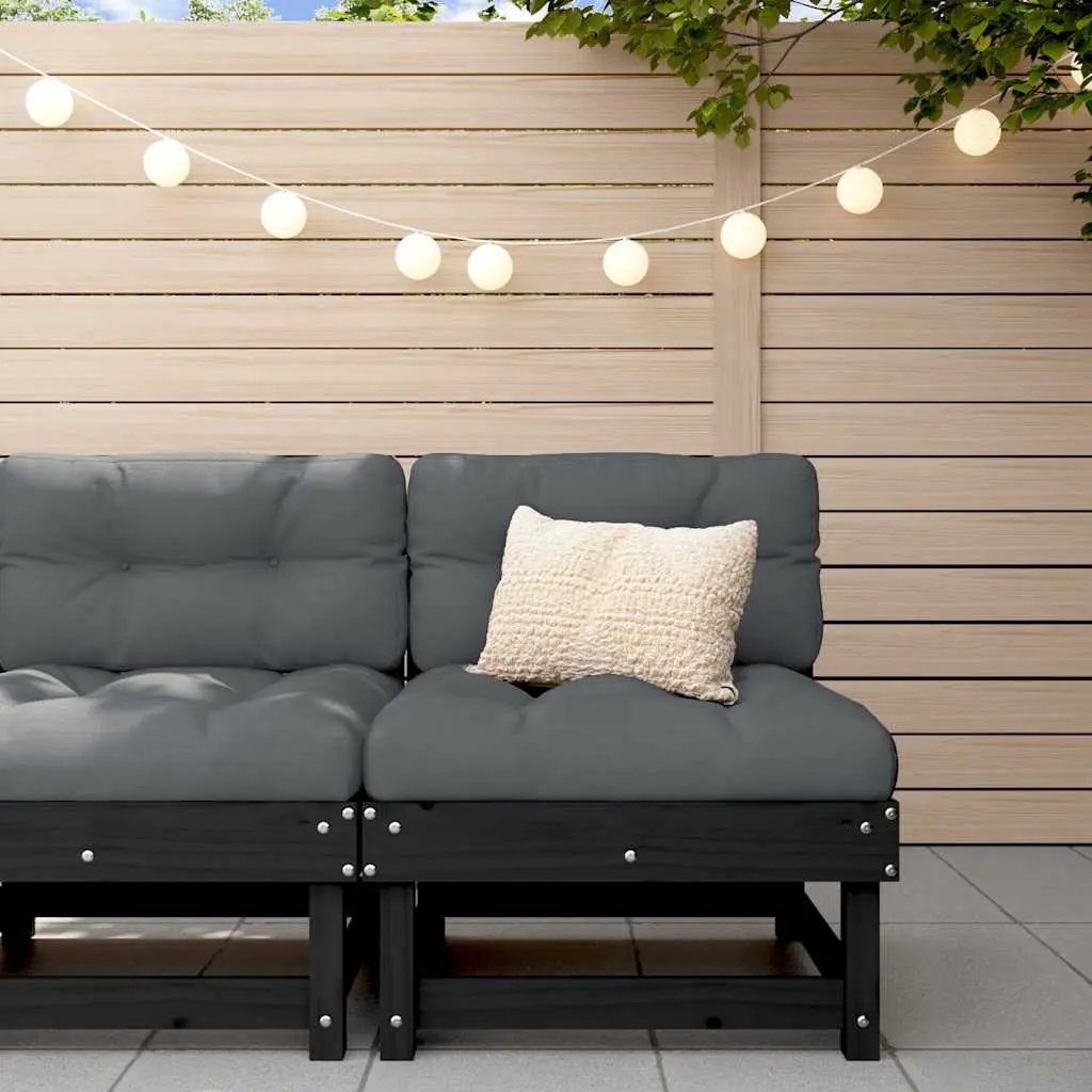 vidaXL vidaXL Corner Sofa with Cushions Black Solid Wood Pine - Garden Sofa Sets