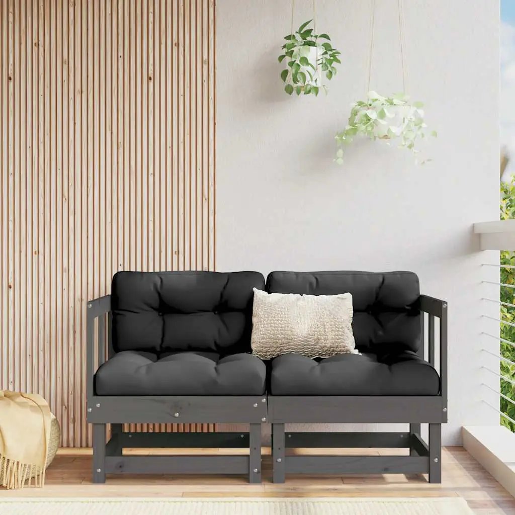 vidaXL vidaXL Corner Sofa with Cushions Black Solid Wood Pine - Garden Sofa Sets