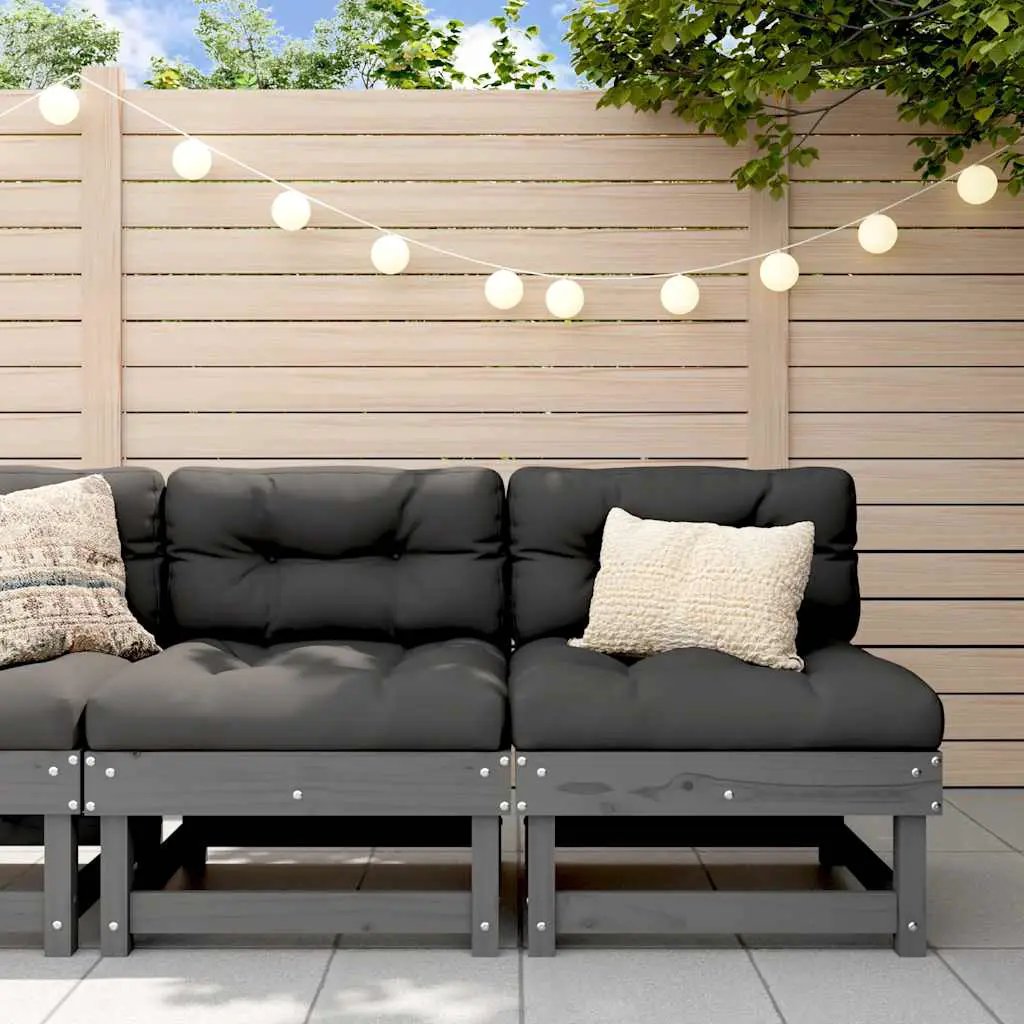 vidaXL vidaXL Corner Sofa with Cushions Black Solid Wood Pine - Garden Sofa Sets