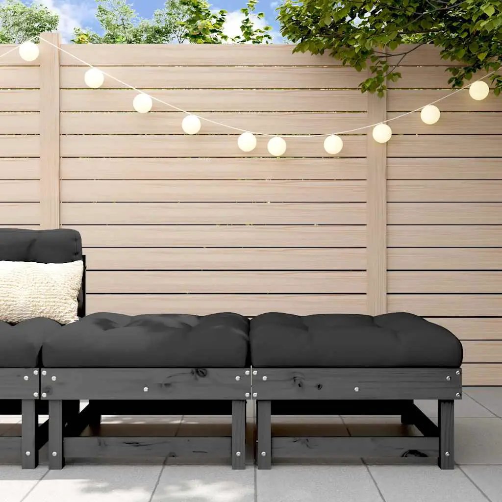 vidaXL vidaXL Corner Sofa with Cushions Black Solid Wood Pine - Garden Sofa Sets