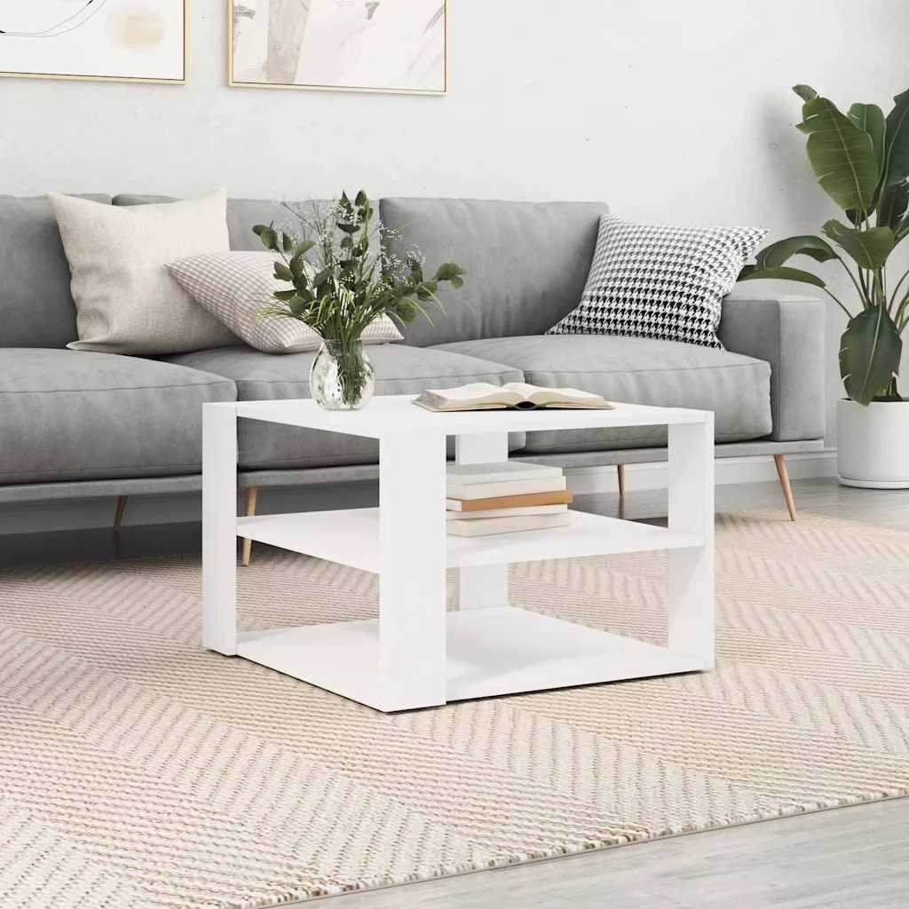 vidaXL Coffee Table 58 by 58 by 40 cm Black Oak Engineered Wood Modern Living Room Decor by vidaXL