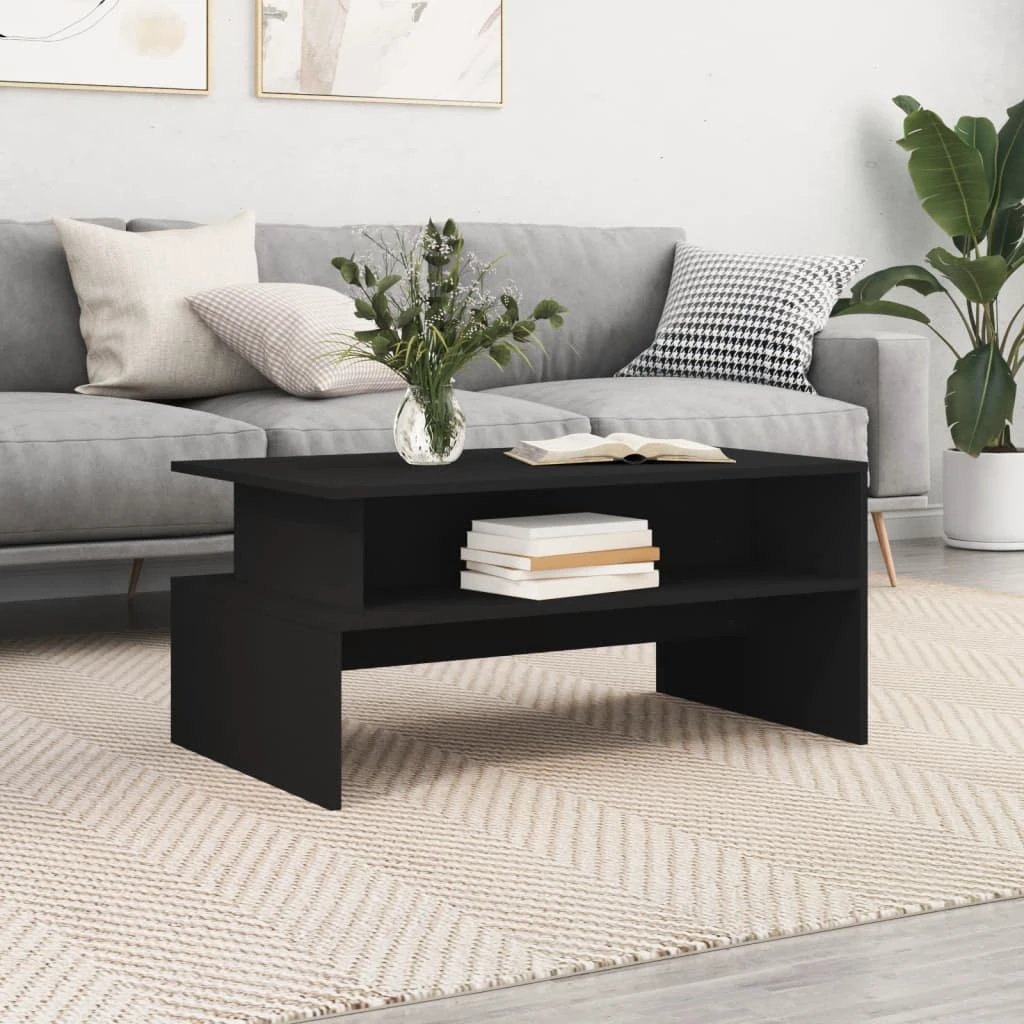 vidaXL vidaXL Coffee Table 90 x 55 x 42.5 cm Engineered Wood Modern Rectangle Two-Tier Storage Living Room - Coffee Table