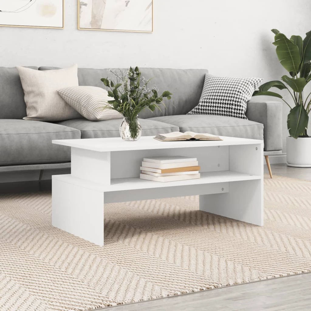 vidaXL vidaXL Coffee Table 90 x 55 x 42.5 cm Engineered Wood Modern Rectangle Two-Tier Storage Living Room - Coffee Table