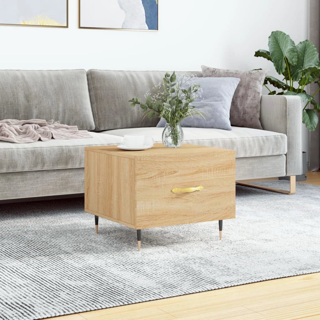 vidaXL Coffee Table 50x50x40 cm White Engineered Wood With Drawer And Storage For Living Room by vidaXL