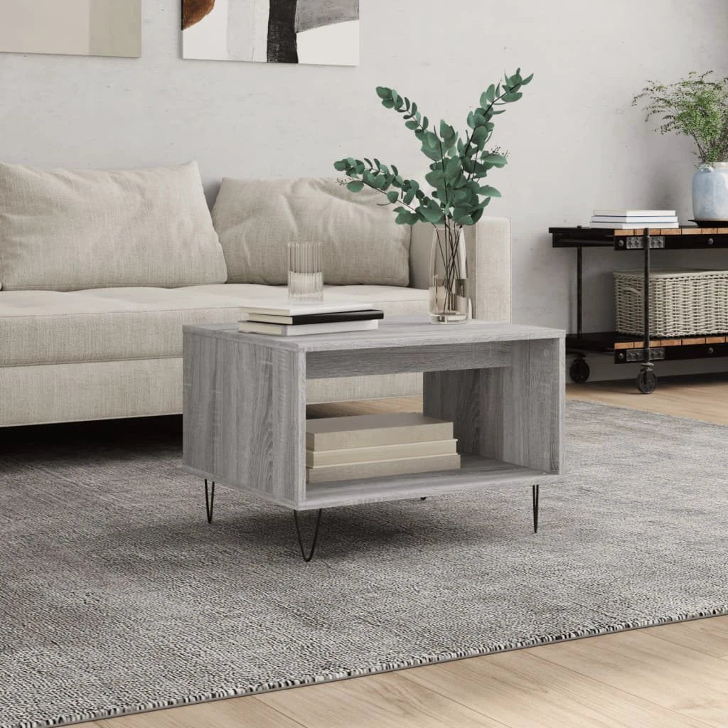 vidaXL Coffee Table 60x50x40 cm White Engineered Wood Open Shelf for Living Room by vidaXL