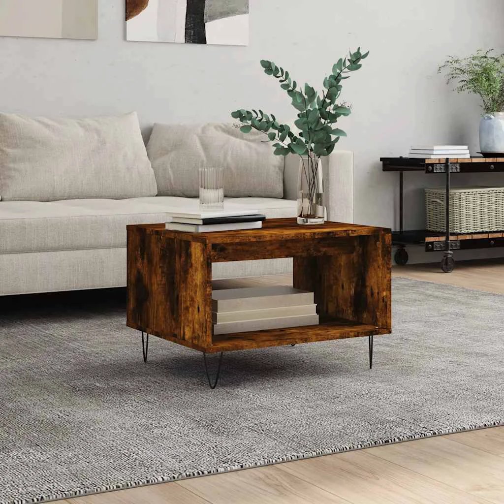vidaXL Coffee Table 60x50x40 cm White Engineered Wood Open Shelf for Living Room by vidaXL