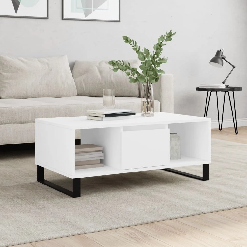 vidaXL VidaXL Coffee Table 90 x 50 x 36.5 cm Engineered Wood Black Oak Finish For Living Room - Coffee Table