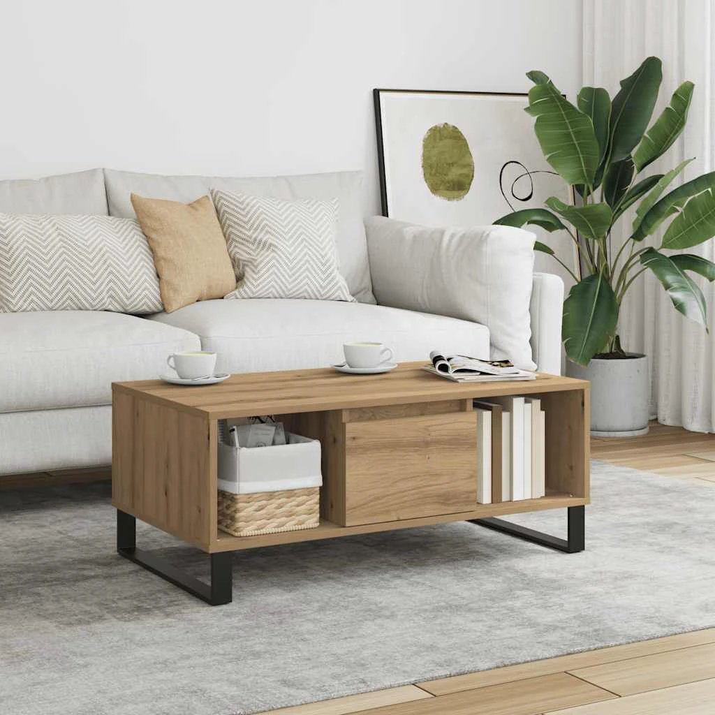 vidaXL VidaXL Coffee Table 90 x 50 x 36.5 cm Engineered Wood Black Oak Finish For Living Room - Coffee Table