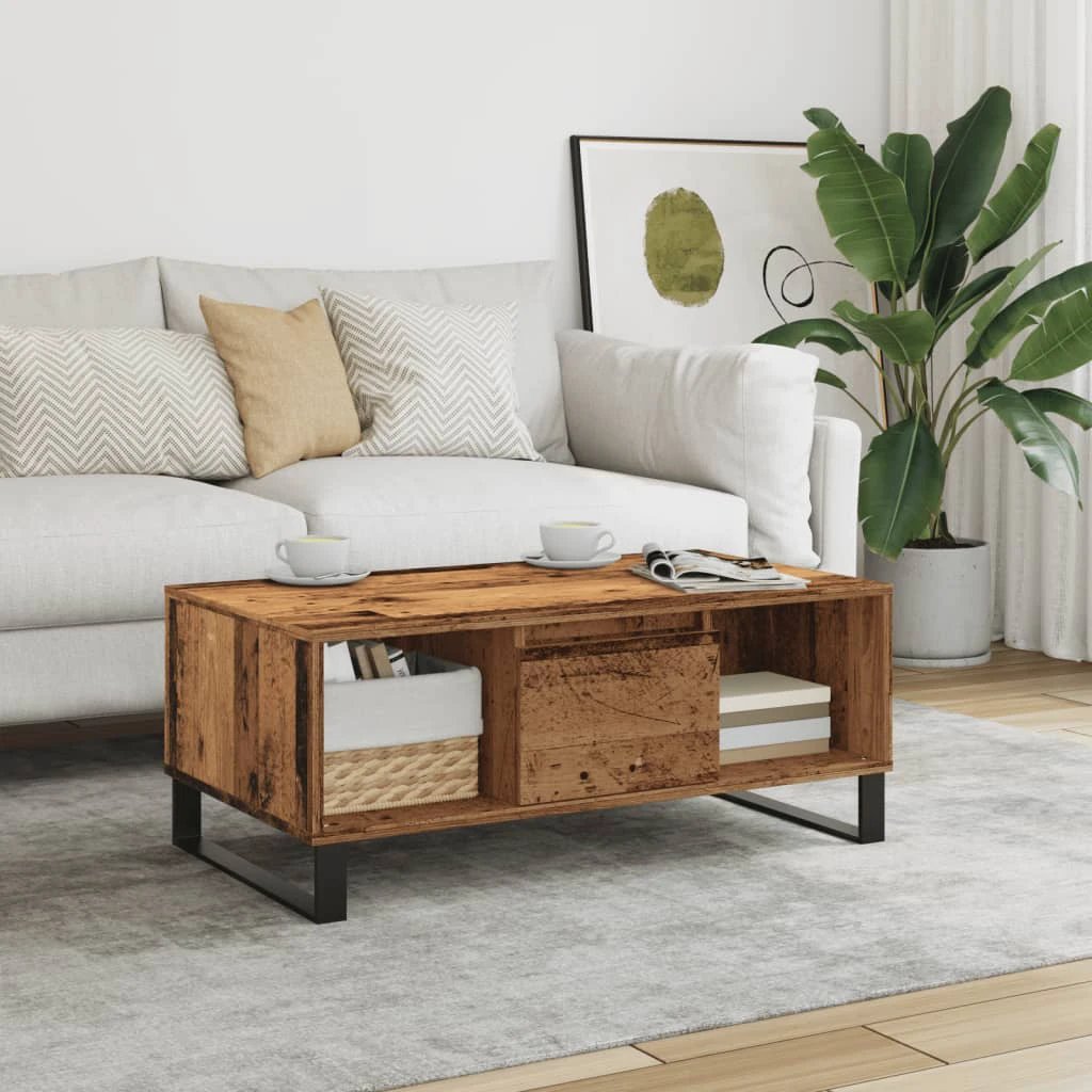 vidaXL VidaXL Coffee Table 90 x 50 x 36.5 cm Engineered Wood Black Oak Finish For Living Room - Coffee Table