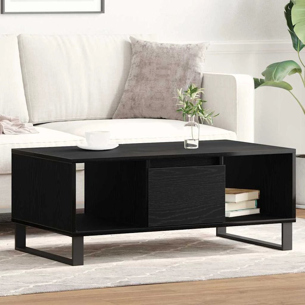 vidaXL VidaXL Coffee Table 90 x 50 x 36.5 cm Engineered Wood Black Oak Finish For Living Room - Coffee Table