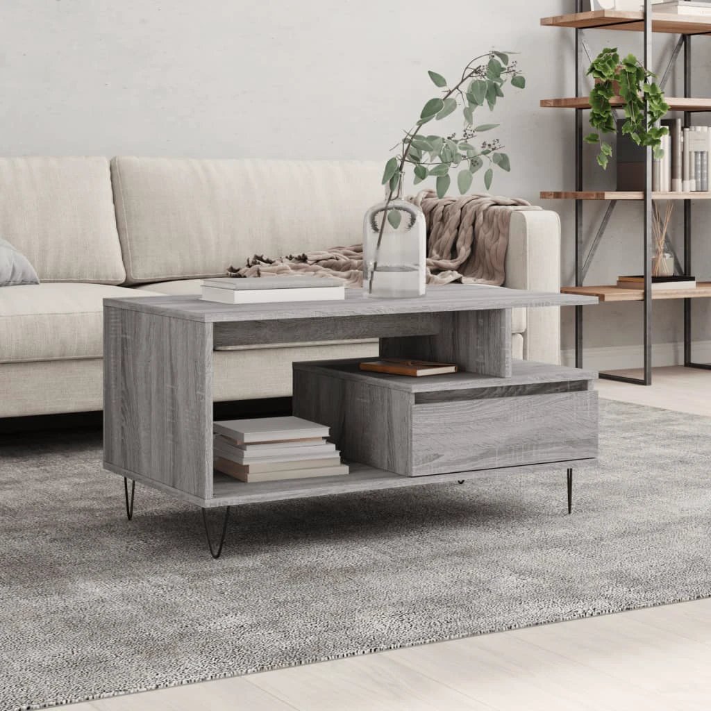 VidaXL Coffee Table 90x49x45 Oak Engineered Wood by vidaXL