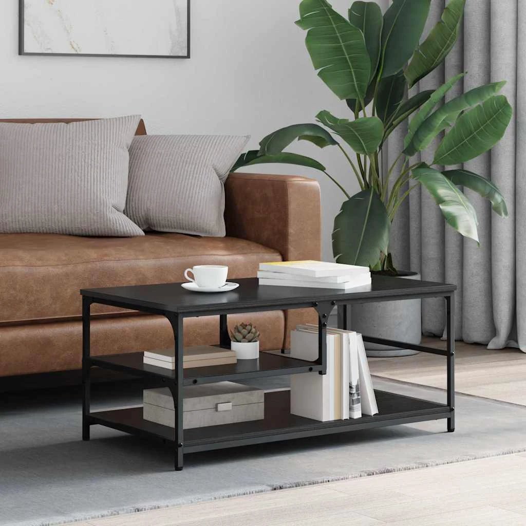 VidaXL Coffee Table 90 x 49 x 40 cm Engineered Wood Rustic Industrial Two Tier Storage For Living Room by vidaXL