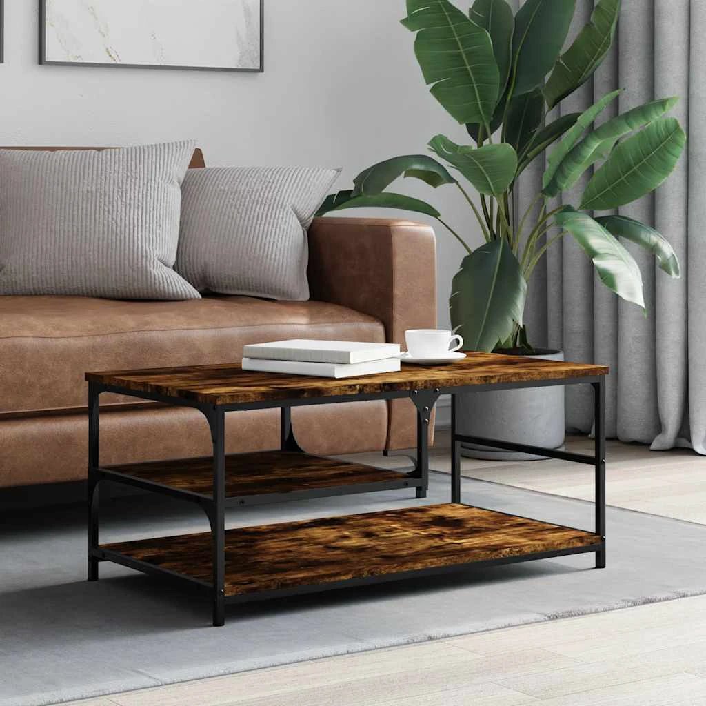 VidaXL Coffee Table 90 x 49 x 40 cm Engineered Wood Rustic Industrial Two Tier Storage For Living Room by vidaXL