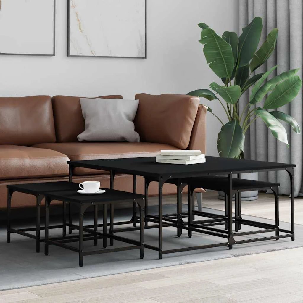 vidaXL Nesting Tables 5-Pcs Black Wood by vidaXL