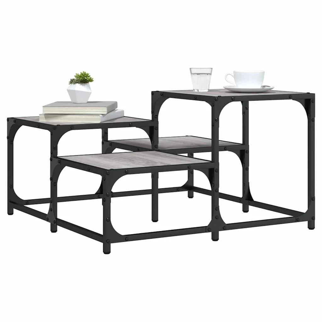 vidaXL Coffee Table 87.5x87.5x40 Cm Engineered Wood Surface With Sturdy Black Metal Frame Living Room Decor by vidaXL