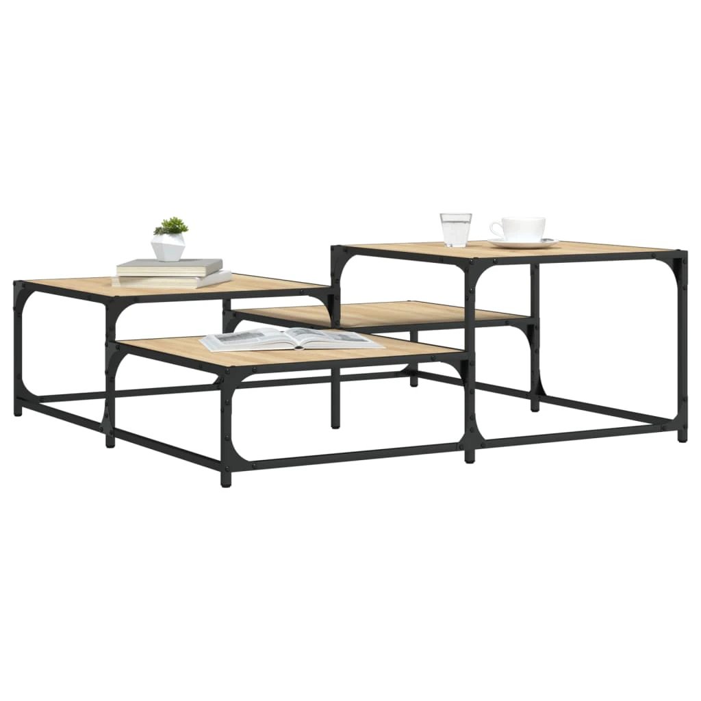 vidaXL Coffee Table 87.5x87.5x40 Cm Engineered Wood Surface With Sturdy Black Metal Frame Living Room Decor by vidaXL