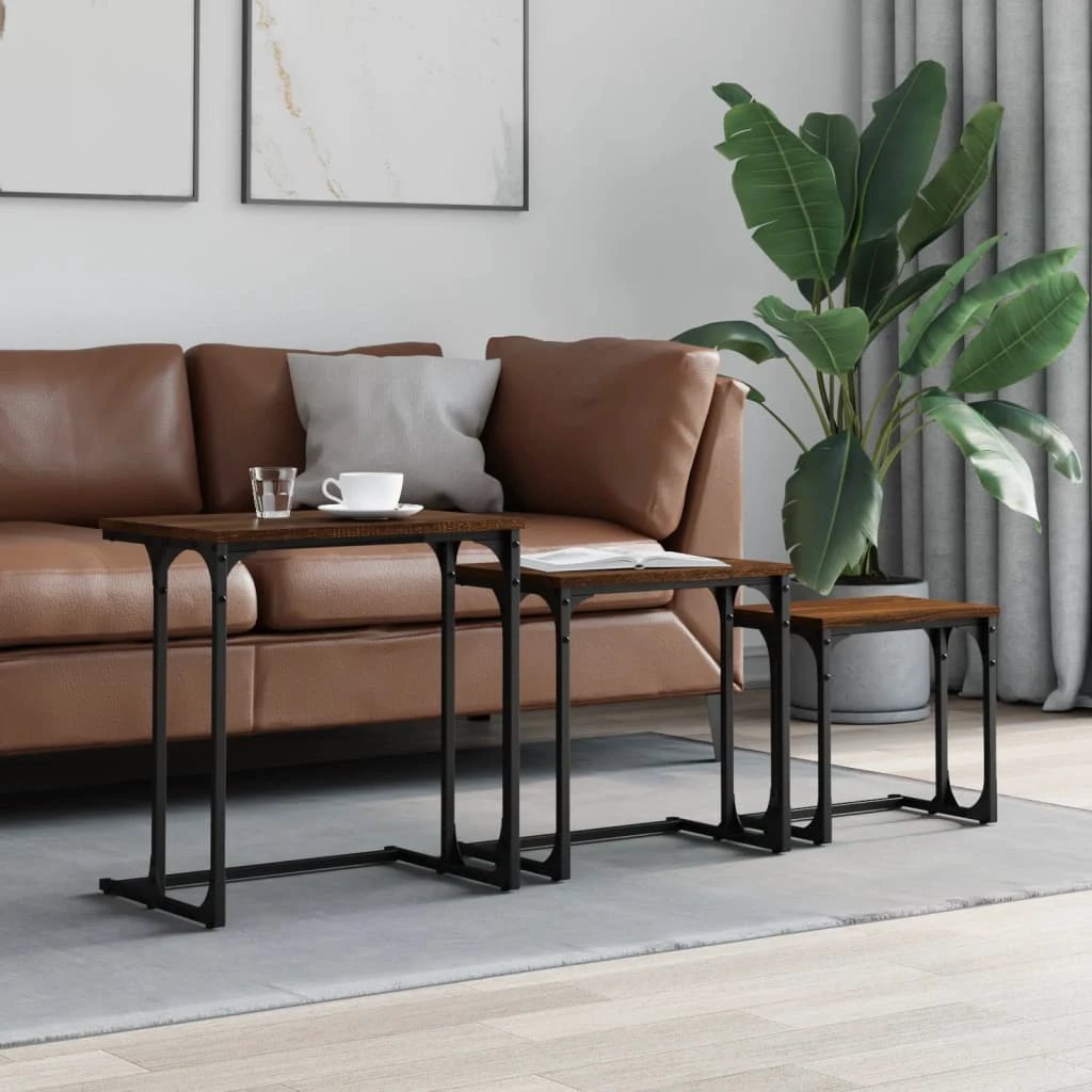 vidaXL vidaXL Nesting Coffee Tables 3pc Old Wood - Coffee Table